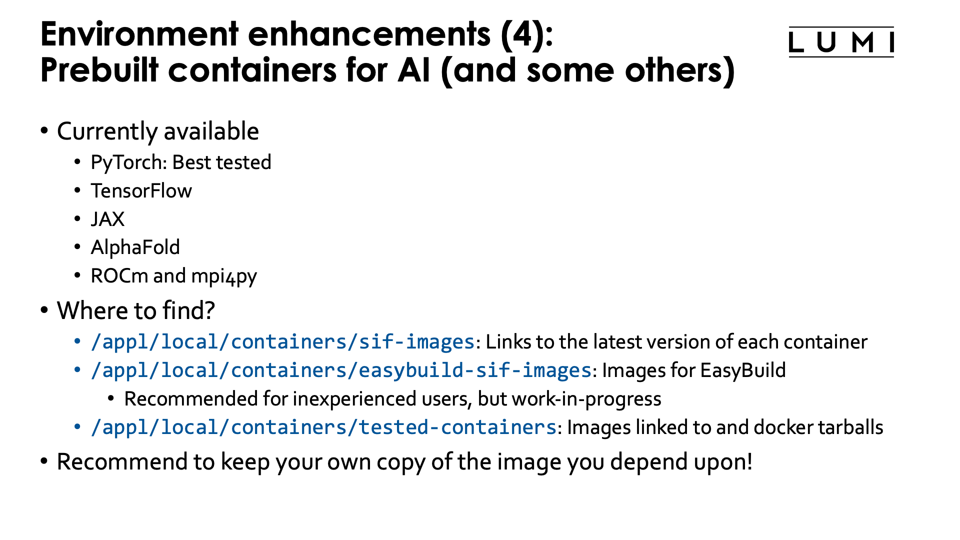 Environment enhancements (3): Prebuilt AI containers