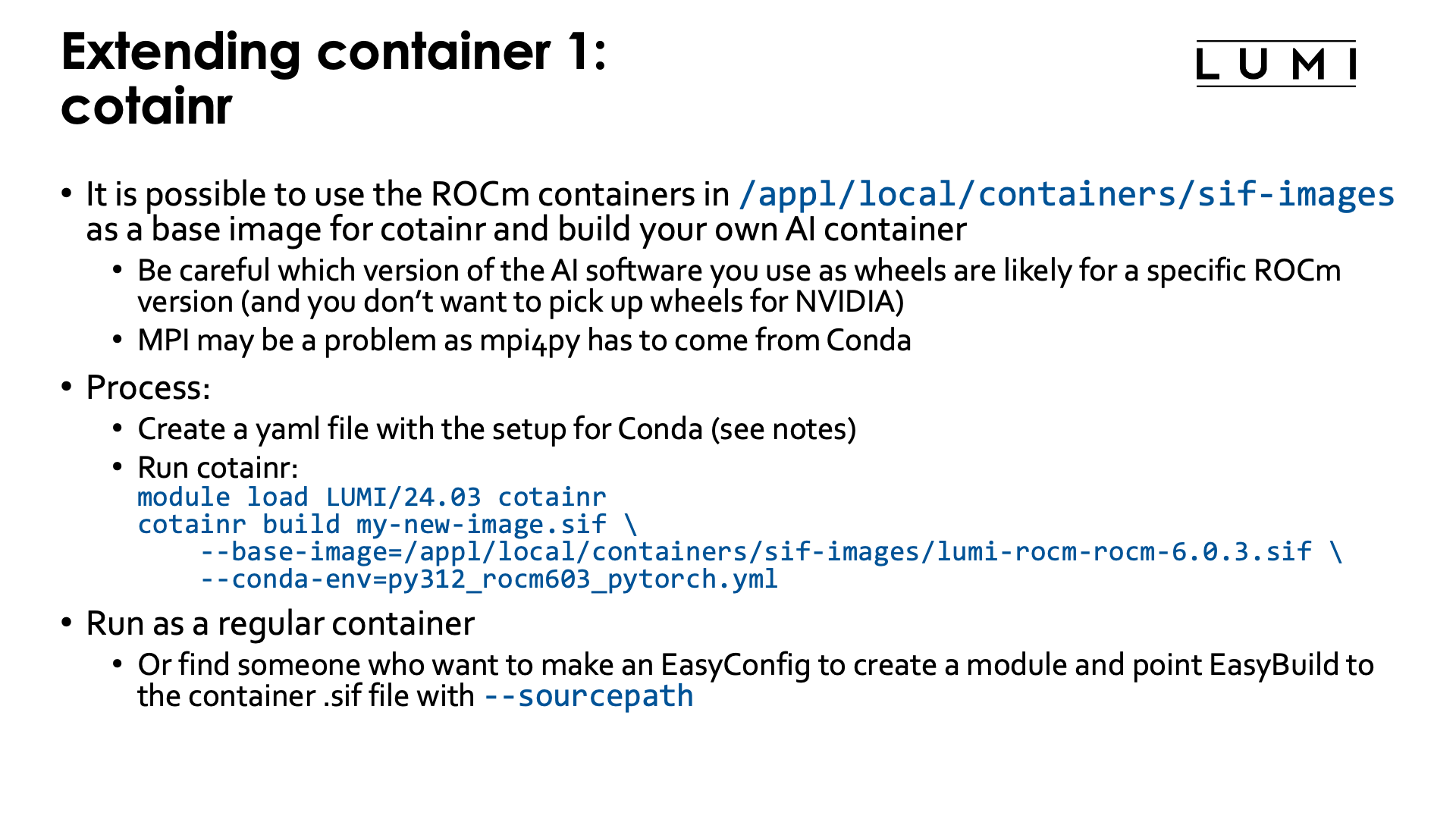 Extending containers with cotainr