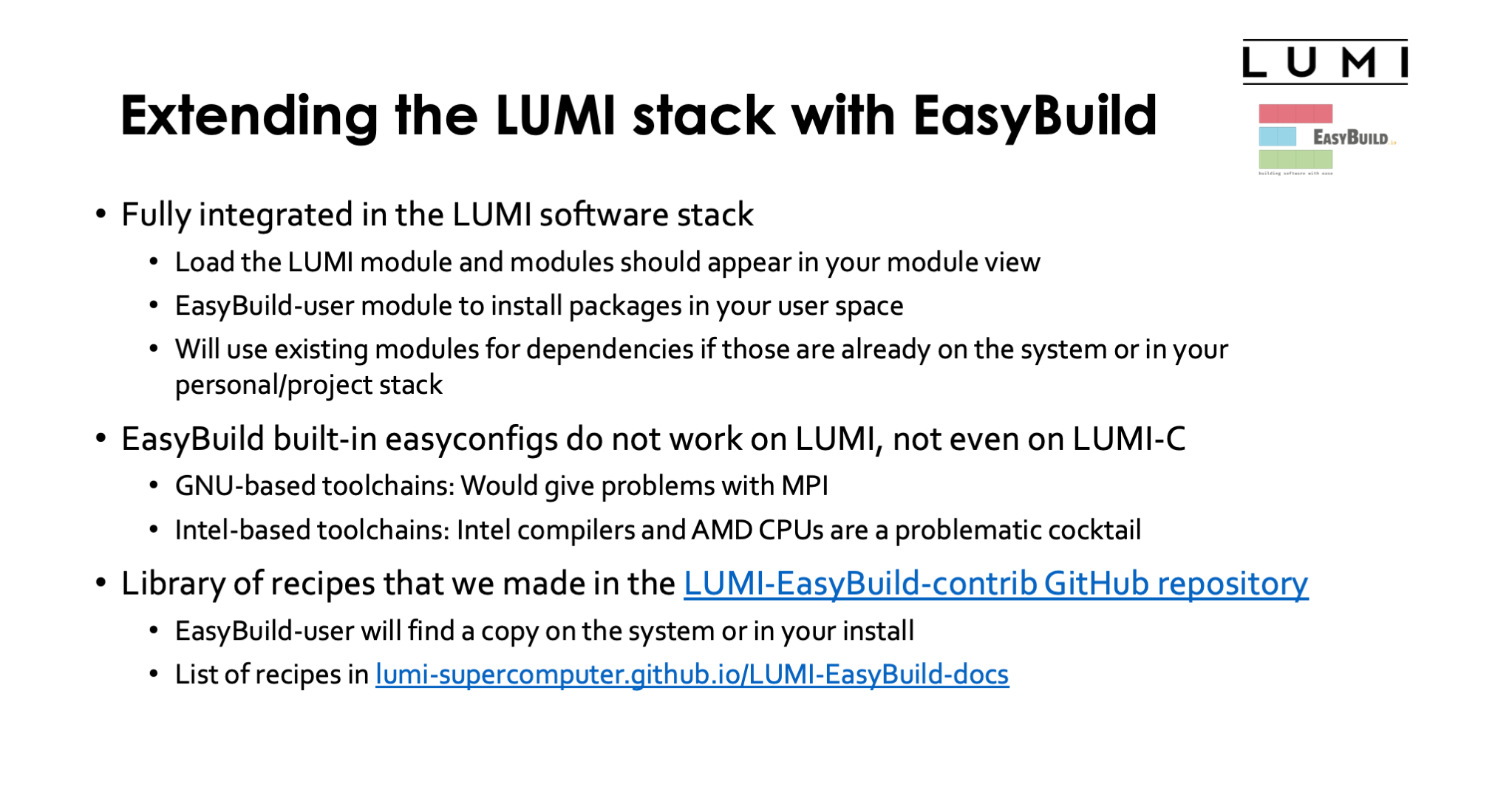 Extending the LUMI stack with EasyBuild