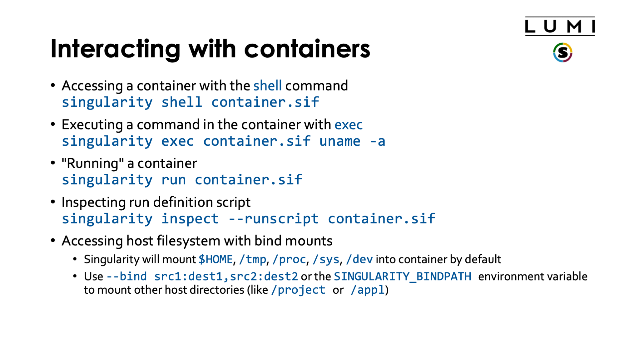 Interacting with containers