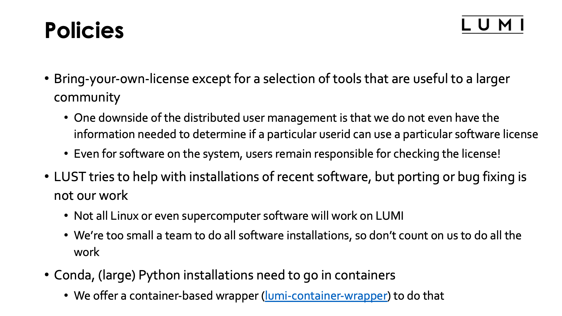 Software policies