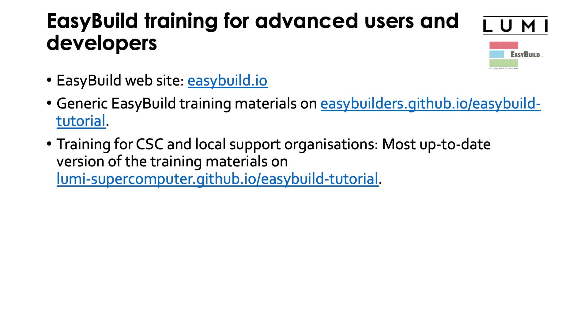 EasyBuild training