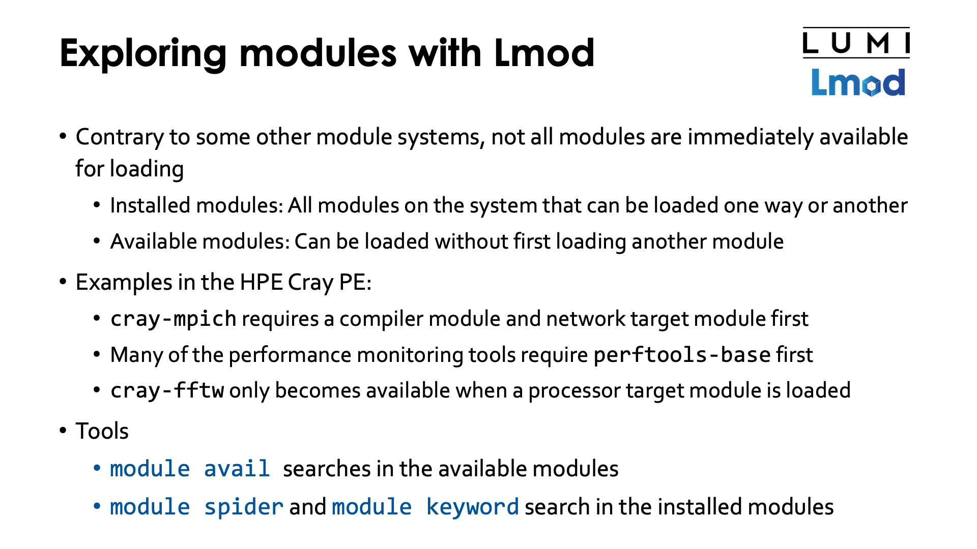 Exploring modules with Lmod