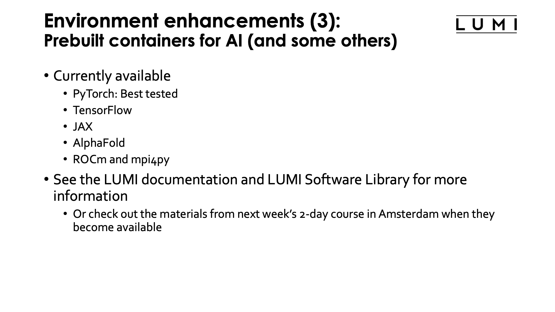 Environment enhancements (3): Prebuilt AI containers