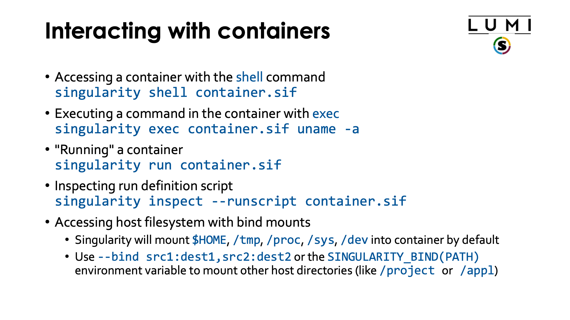 Interacting with containers