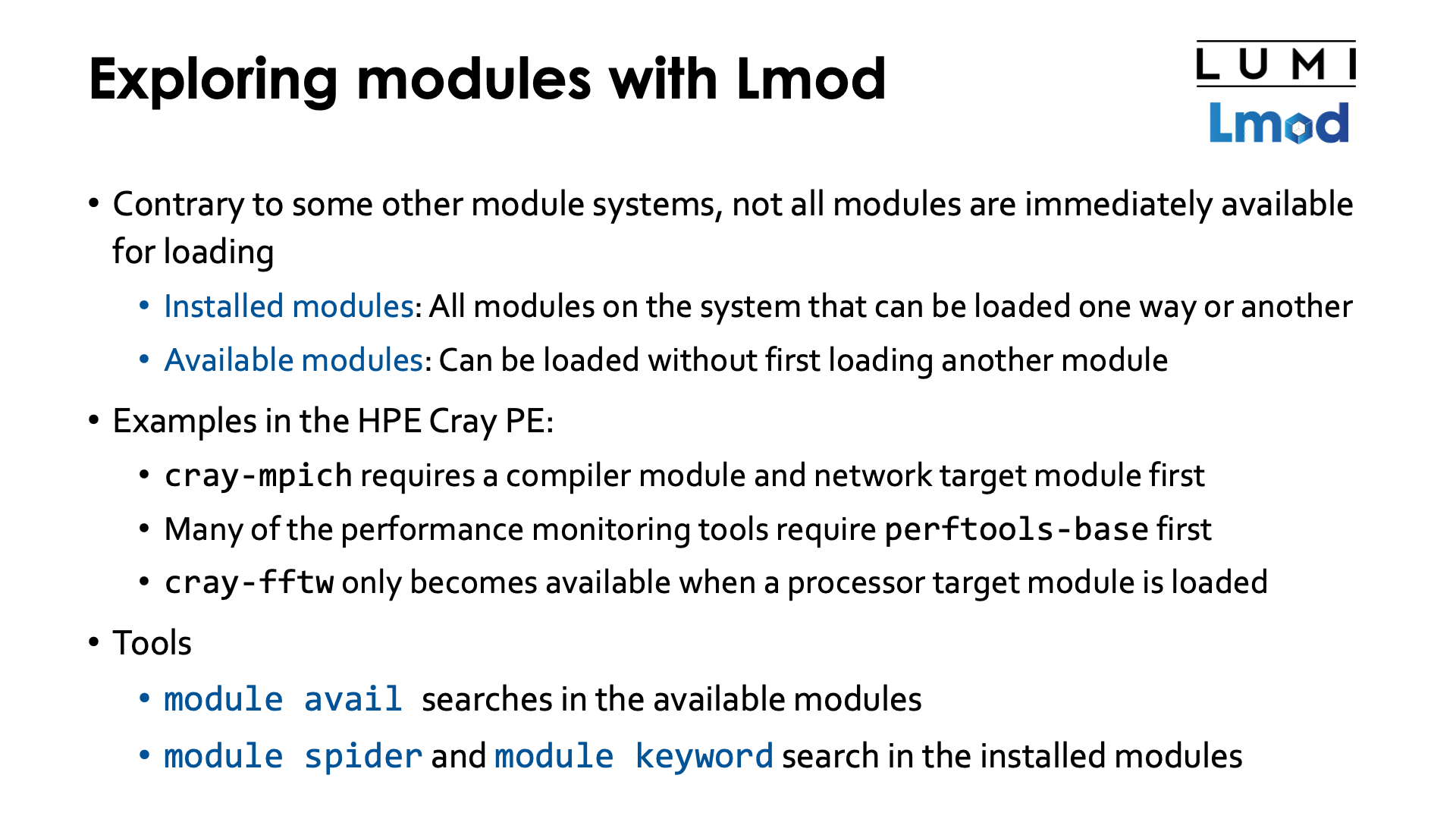 Exploring modules with Lmod