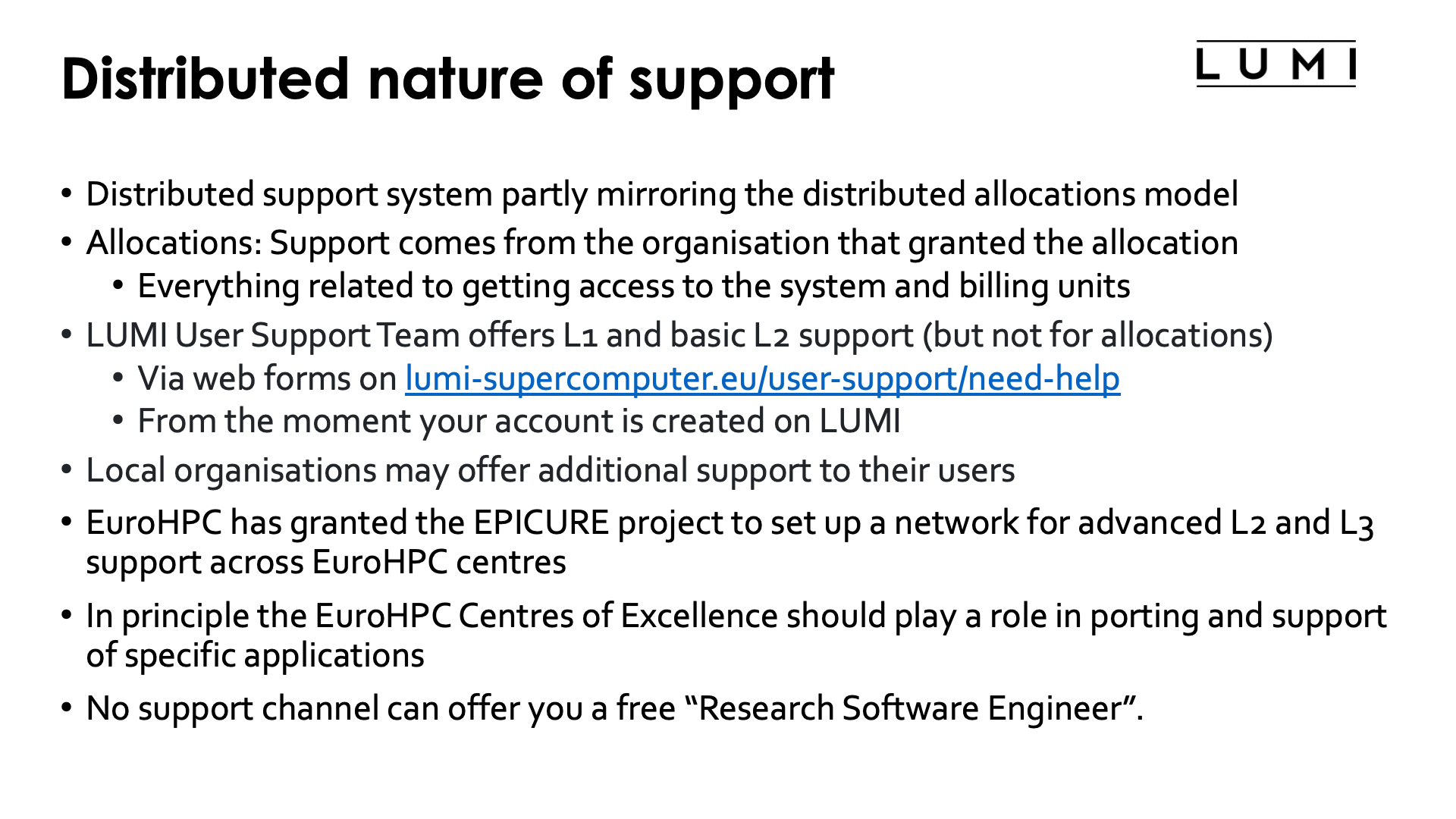 Distributed nature of support (1)