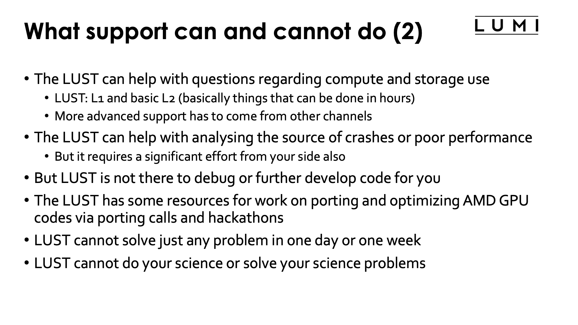 What support can and cannot do (2)