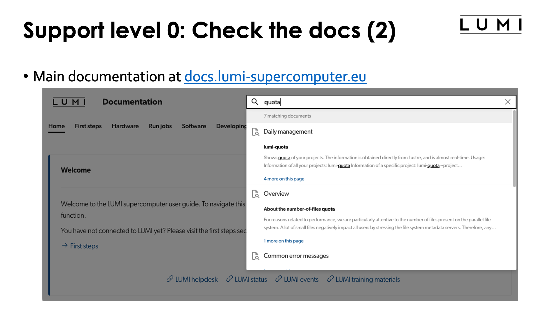 L0 support: Check the docs! (2)