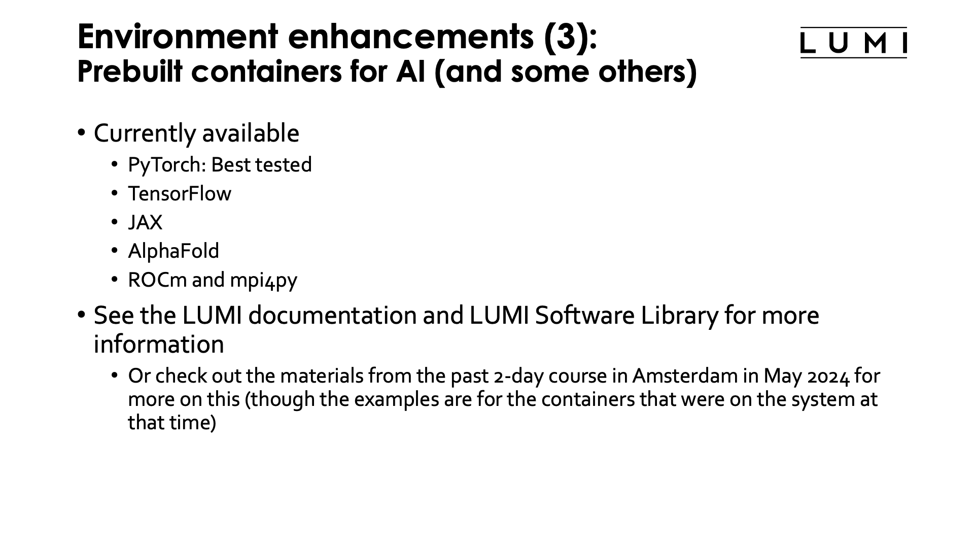 Environment enhancements (3): Prebuilt AI containers