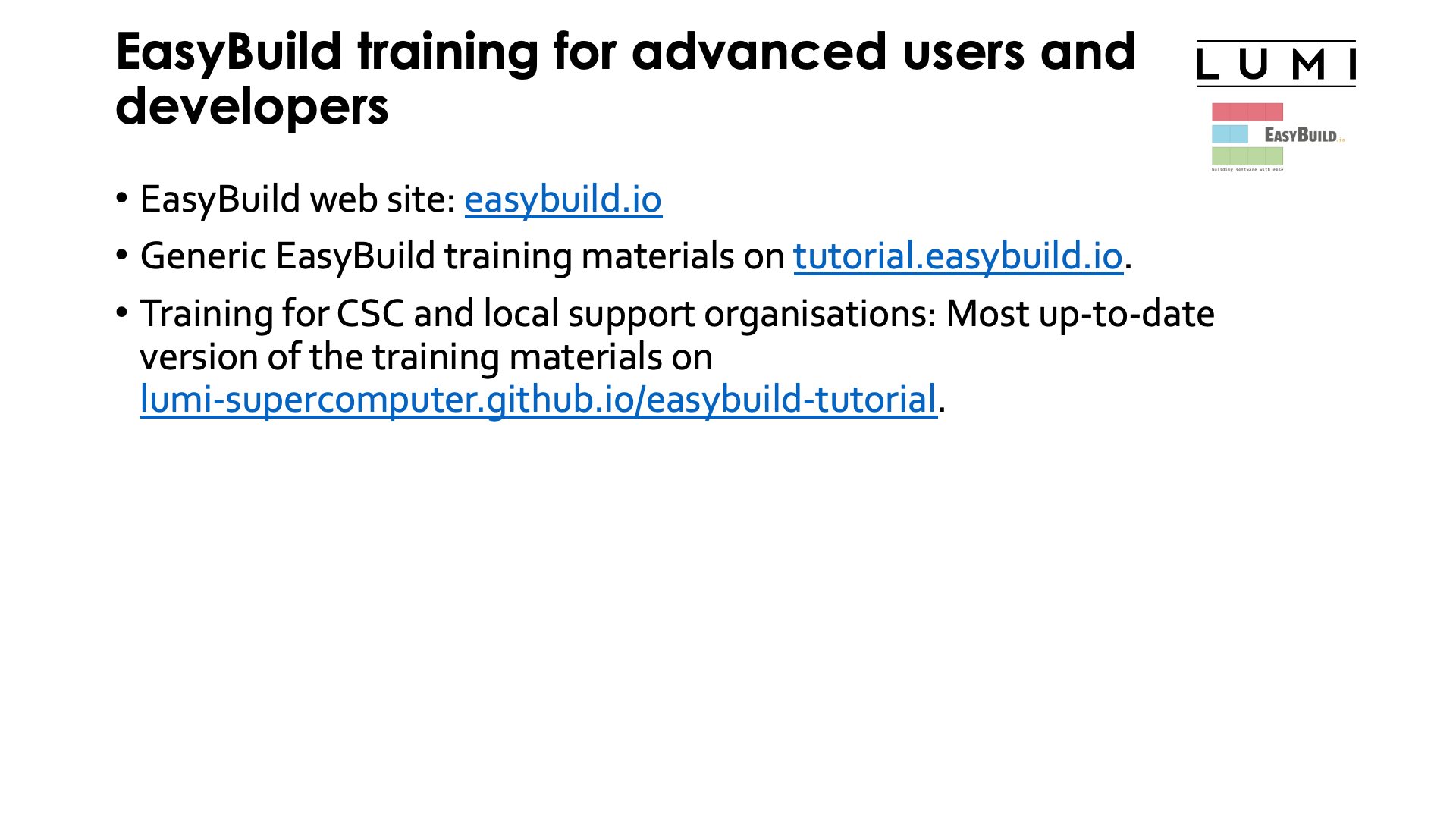 EasyBuild training