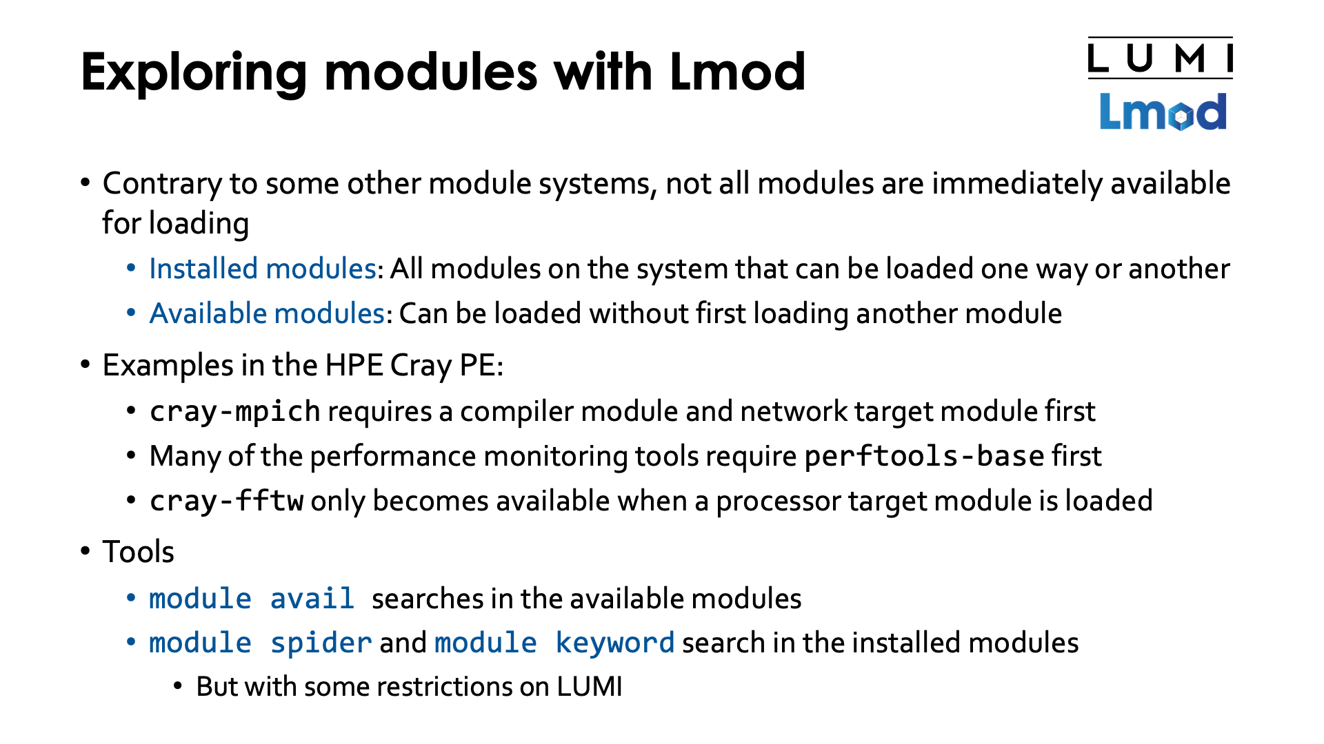 Exploring modules with Lmod