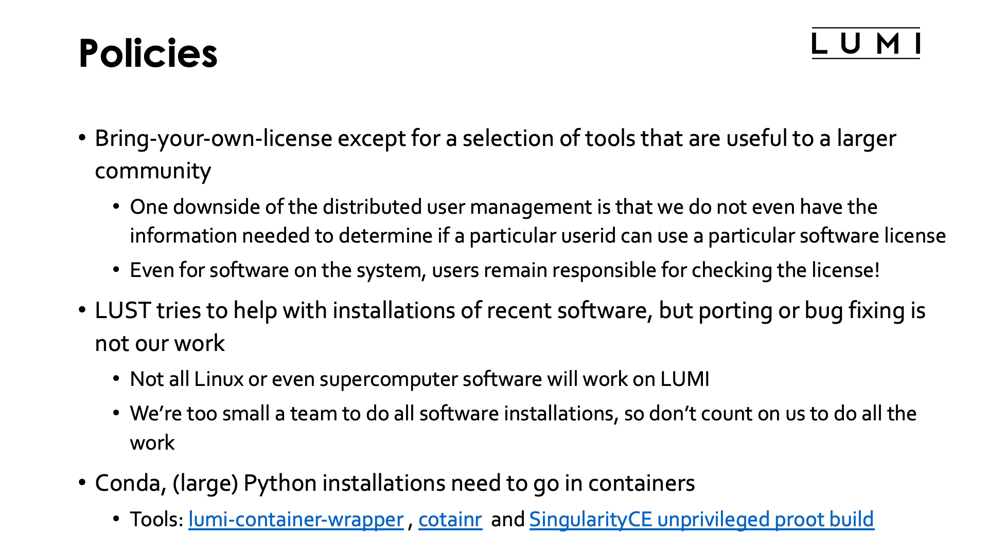 Software policies